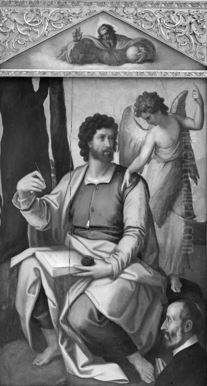 Matthew the Evangelist with Benefactor Oil Painting by Perino del Vaga
