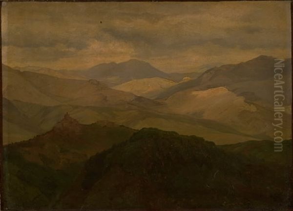 Bjerglandskab ved Civitella Oil Painting by Ernst Meyer