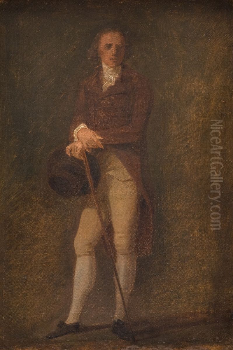 Portraetskitse. Maleren N.A. Abildgaard (?). Oil Painting by Jens Juel