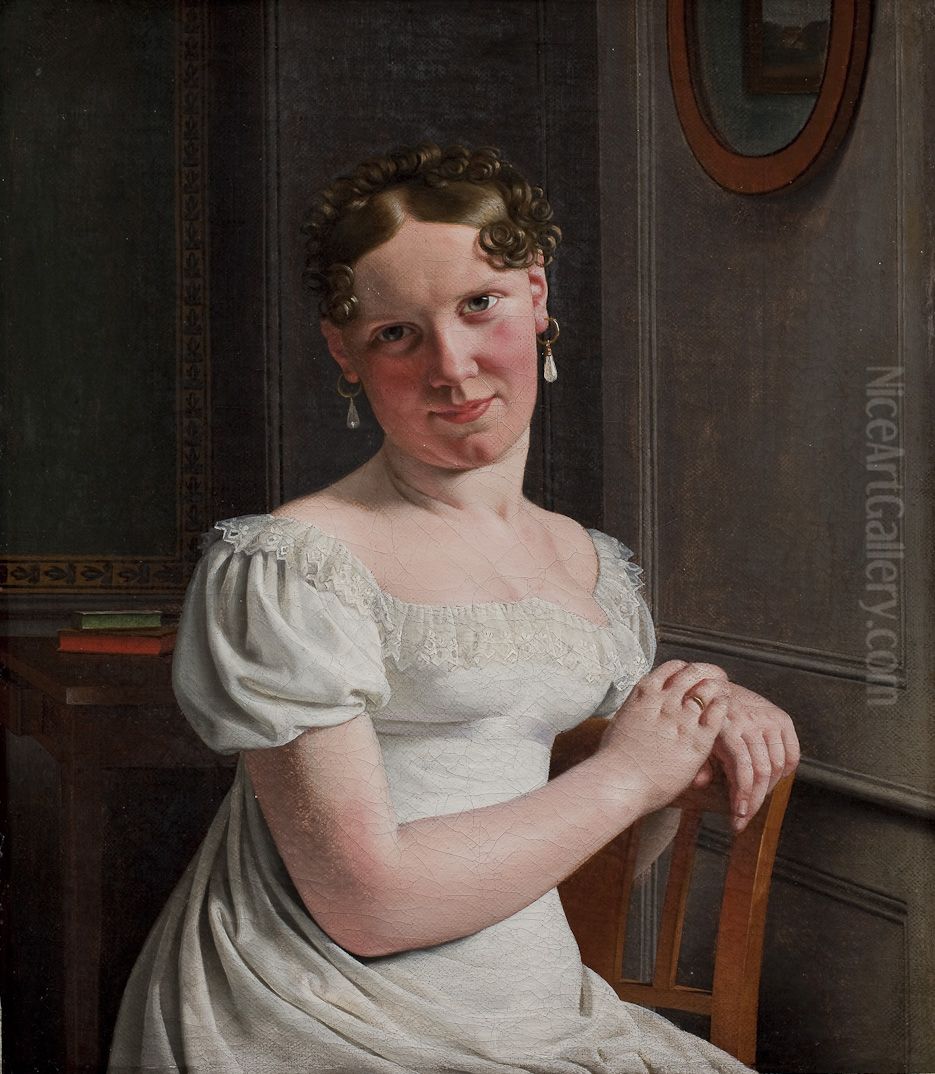 Julie Eckersberg, nee Juel, the Artist's Second Wife Oil Painting by Christoffer Wilhelm Eckersberg