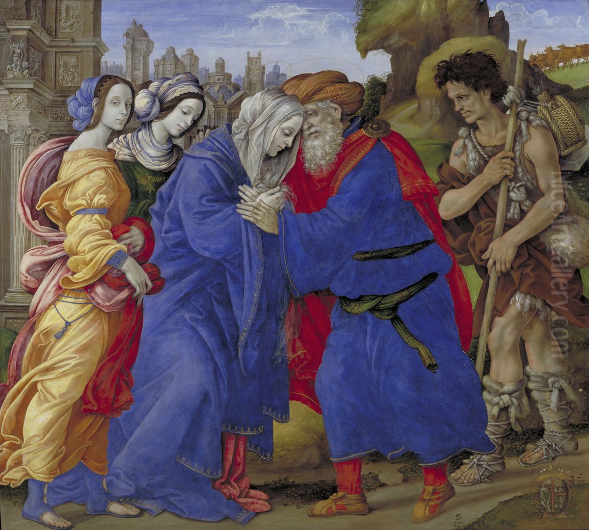 The Meeting of Joachim and Anne outside the Golden Gate of Jerusalem Oil Painting by Filippino Lippi