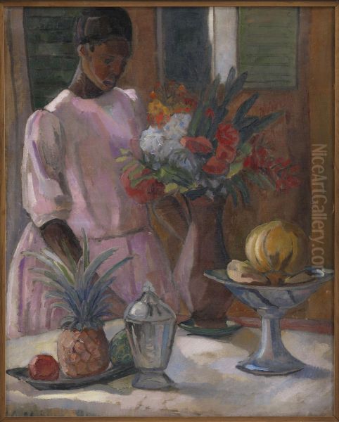 Rose Laying the Table Oil Painting by Astrid Holm