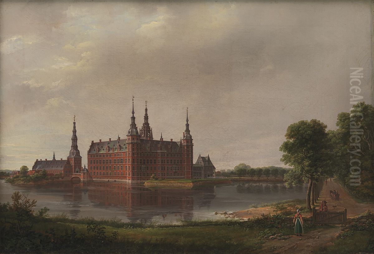 Frederiksborg Slot Oil Painting by Johan Wilhelm Ludwig Dahl