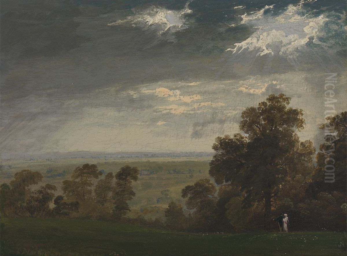 Landscape, Possibly the Isle of Wight or Richmond Hill Oil Painting by John Martin