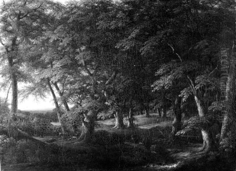 Skovparti i karakter af det sydlige Sverige Oil Painting by Carl Johan Fahlcrantz