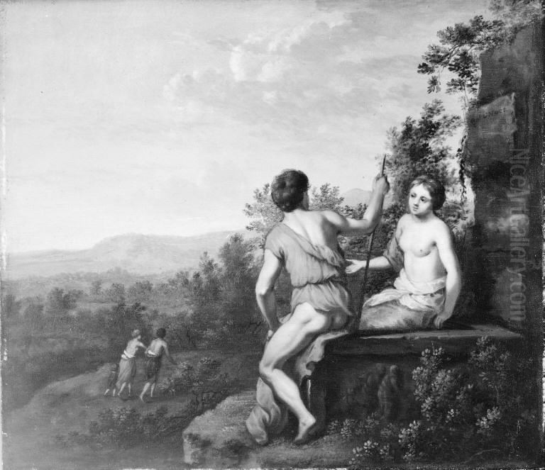 Landscape with Shepherd and Shepherdess Oil Painting by Gerard Hoet