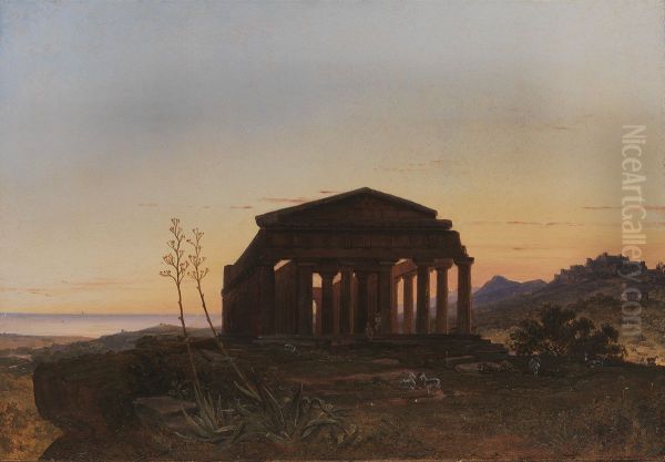 The Temple of Concordia by Girgenti Oil Painting by Franz Ludwig Catel