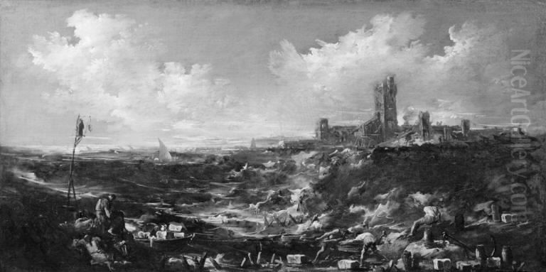 The Monks' Prayer by the Sea Oil Painting by Alessandro Magnasco
