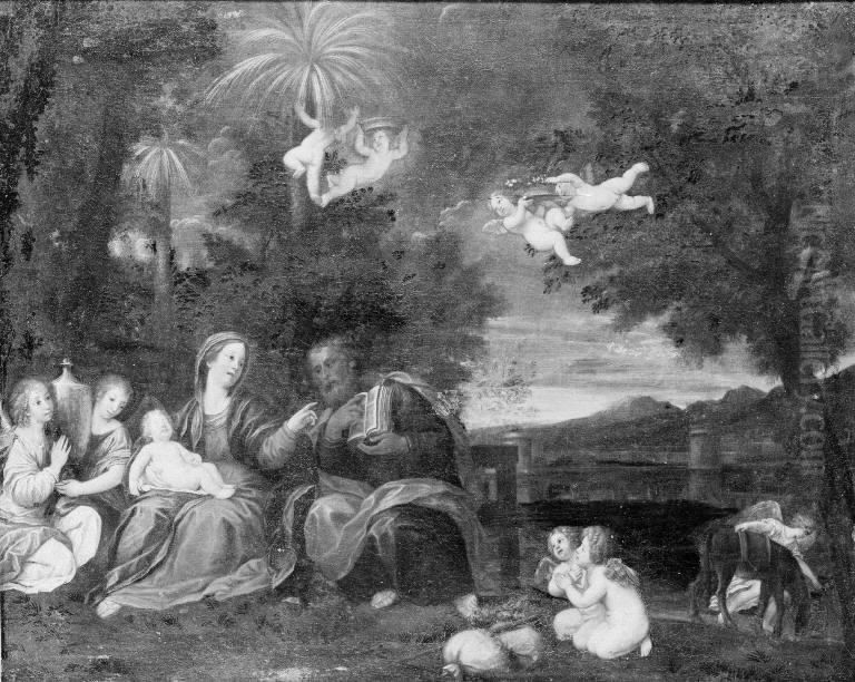 The Rest on the Flight into Egypt Oil Painting by Francesco Albani