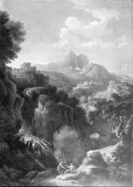Landscape with the Temple of Sibyl in Tivoli Oil Painting by Jan Frans van Bloemen