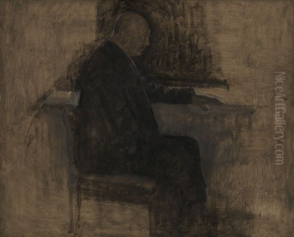 Arkitekten Thorvald Bindesboll Oil Painting by Vilhelm Hammershoi