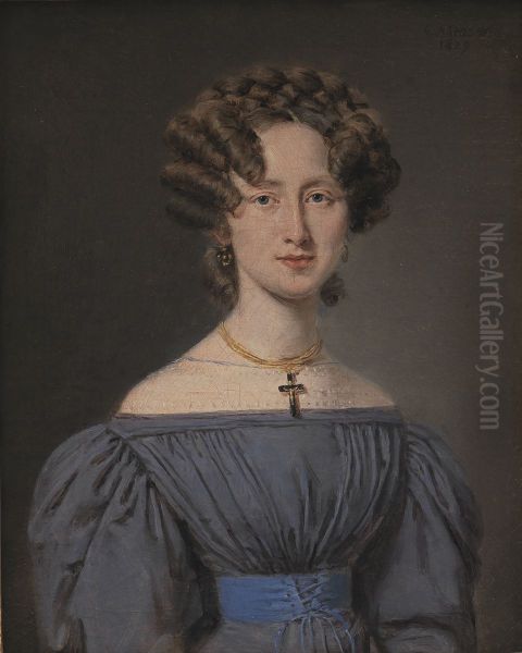 Cecilie Lonborg, gift 1830 med skibsintendant Theodor Emil Ludvigsen Oil Painting by Christian Albrecht Jensen