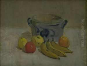 Still Life with Grey Jar, Apples and Bananas