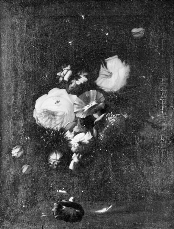 Flowers in a Glass Bottle Oil Painting by Carel de Vogelaer