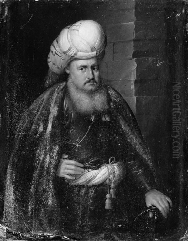A Turk Oil Painting by Domenicus Van Tol