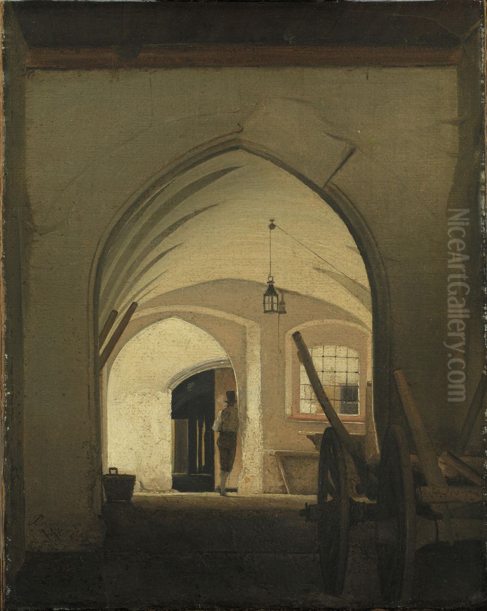 A Coach House. Partenkirchen Oil Painting by Wilhelm Bendz