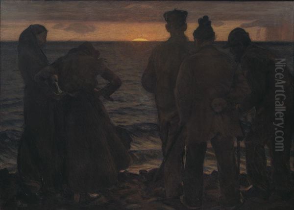 The Old People by the Beach Oil Painting by Richard Bergh