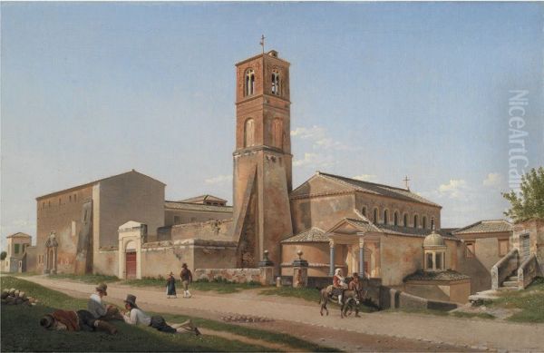 Sant' Agnese fuori le mura Oil Painting by Christoffer Wilhelm Eckersberg
