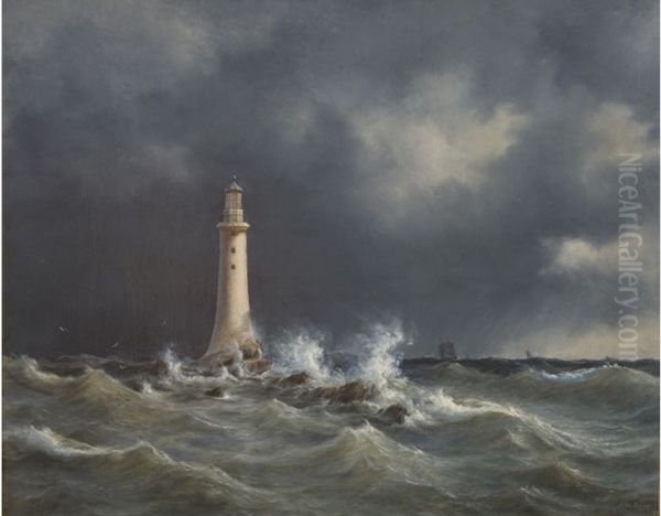 The Eddystone Lighthouse Oil Painting by Anton Melbye