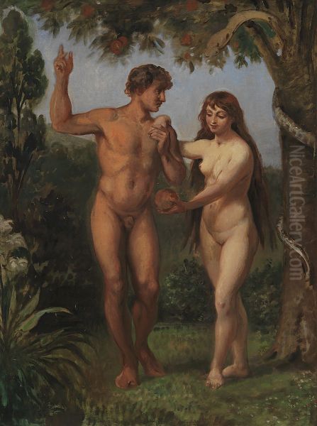 Eve Tempts Adam Oil Painting by Wilhelm Marstrand
