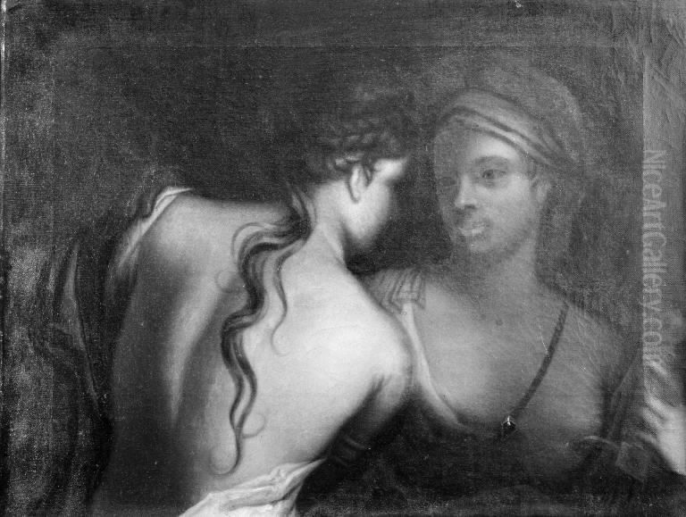 Tvende fruentimmere i samtale Oil Painting by Jacques d'Agar