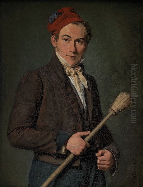 The Scene-Painter Troels Lund Oil Painting by Christian Albrecht Jensen