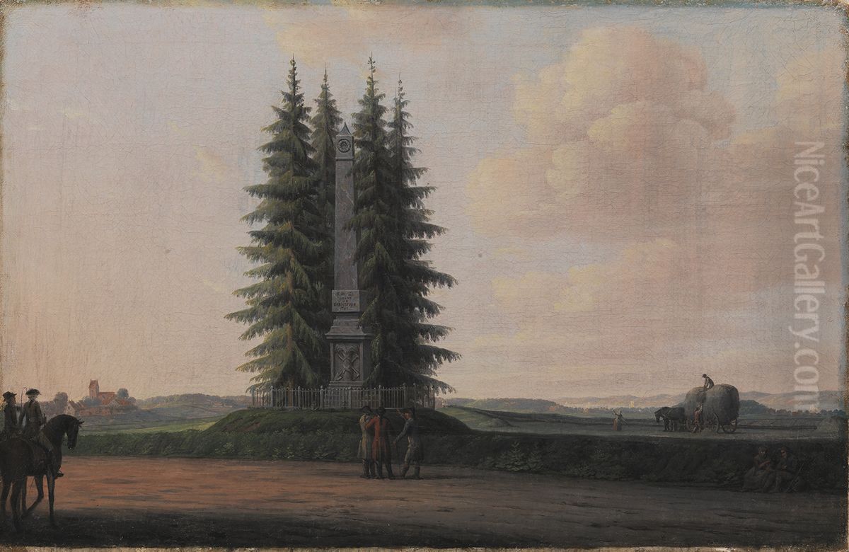 The Obelisk erected in Honour of the Statesman J.H.E. Bernstorff in Gentofte Oil Painting by Eric Paulsen
