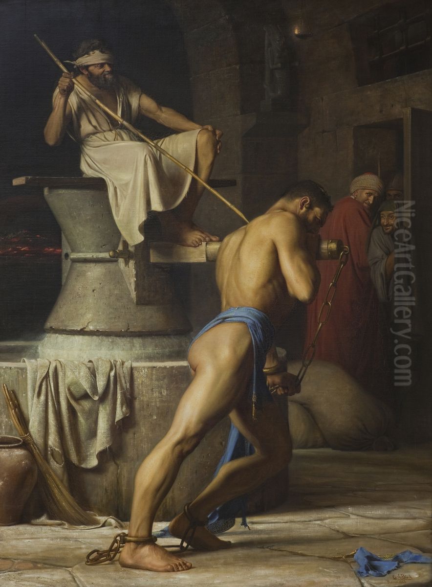 Samson hos filistrene Oil Painting by Carl Heinrich Bloch