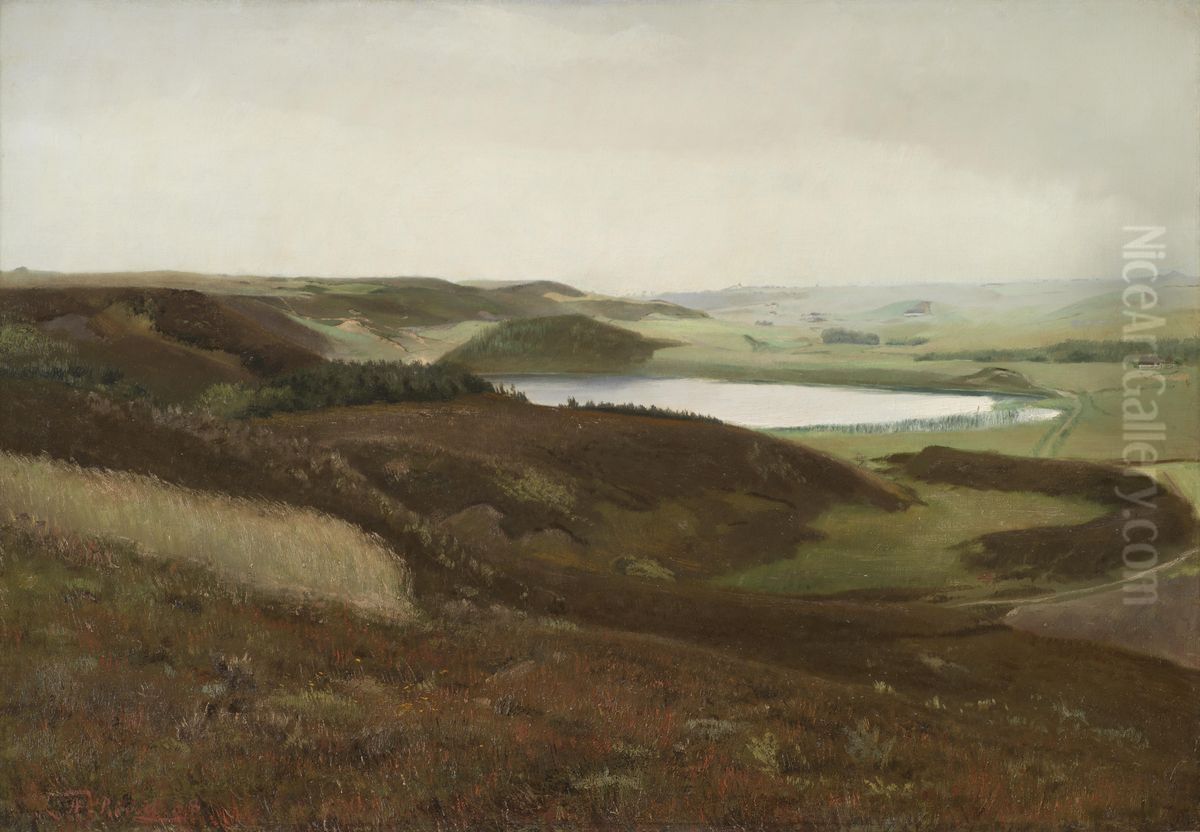 A landscape near Bryrup, Jutland Oil Painting by Laurits Andersen Ring