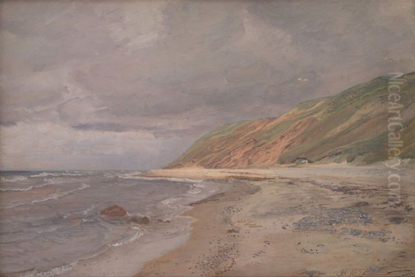 An overcast day at the beach near Tisvilde, Denmark. Oil Painting by Joakim Skovgaard