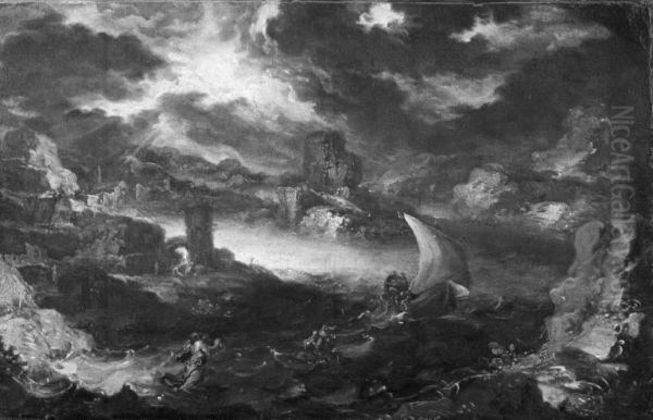 Christ on the Sea of Galilee Oil Painting by Marco Ricci