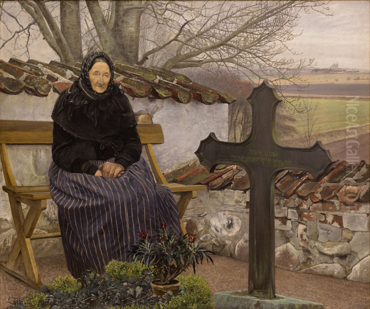 Churchyard at Flong, Zealand Oil Painting by Laurits Andersen Ring