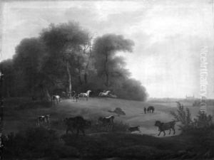 Keld Skov ved Frederiksborg med en del af det kongelige stutteri. I forgrunden schweizer- og tyrolerkvaeg Keld Skov ved Frederiksborg med en del af det kongelige stutteri. I forgrunden schweizer- og tyrolerkvaeg