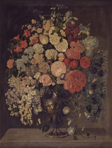 En stor vase med blomster Oil Painting by Carl Christian Seydewitz