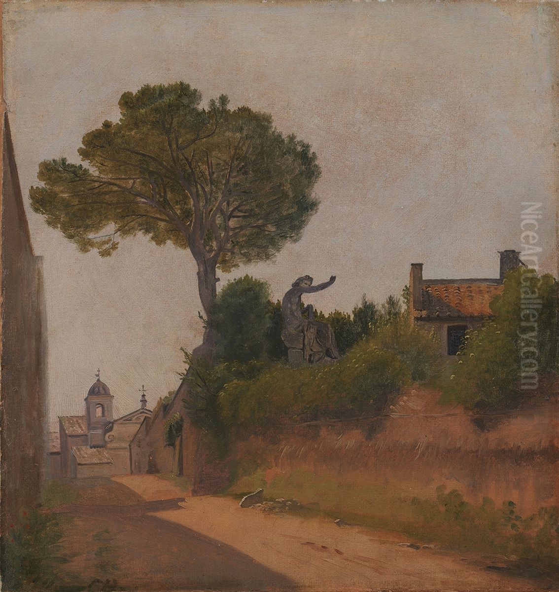 En gade i Rom. Vicolo Sterrato Oil Painting by Constantin Hansen