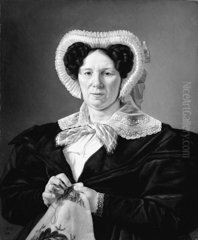 The Artist's Mother, Frederikke Eleonore Cathrine Rorbye, nee Stockfleth Oil Painting by Martinus Rorbye