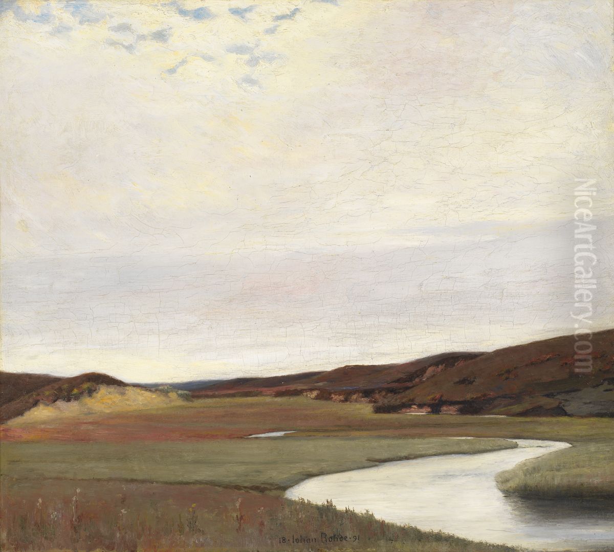 Sommerdag ved Karup A Oil Painting by Johan Rohde