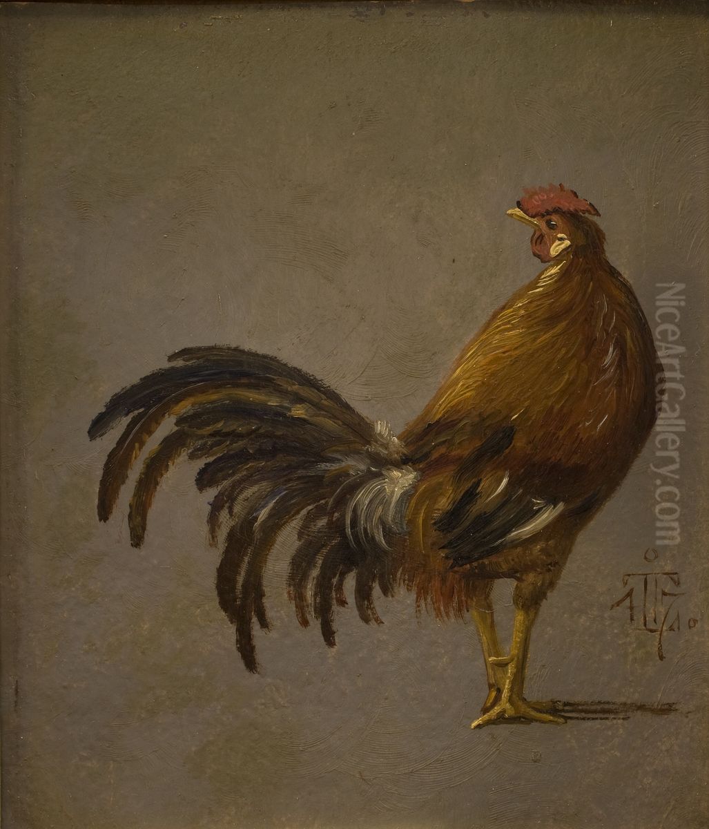 En hane Oil Painting by Johan Lundbye
