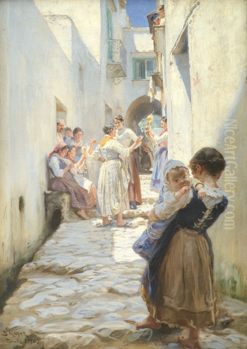 Gade i Torello Oil Painting by Peder Severin Kroyer