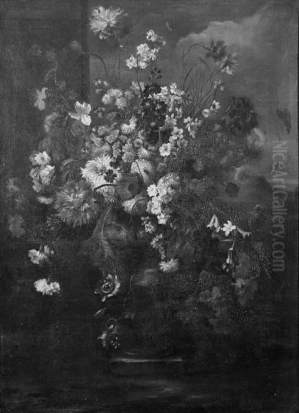 Flower Piece Oil Painting by Franz Werner Tamm