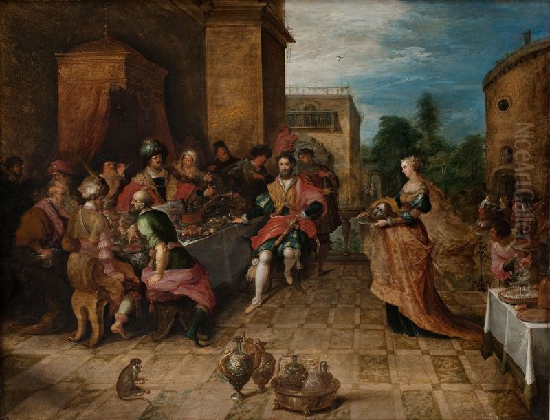 The Banquet of Herod. Salome Presents the Head of John the Baptist Oil Painting by Frans Francken the Younger