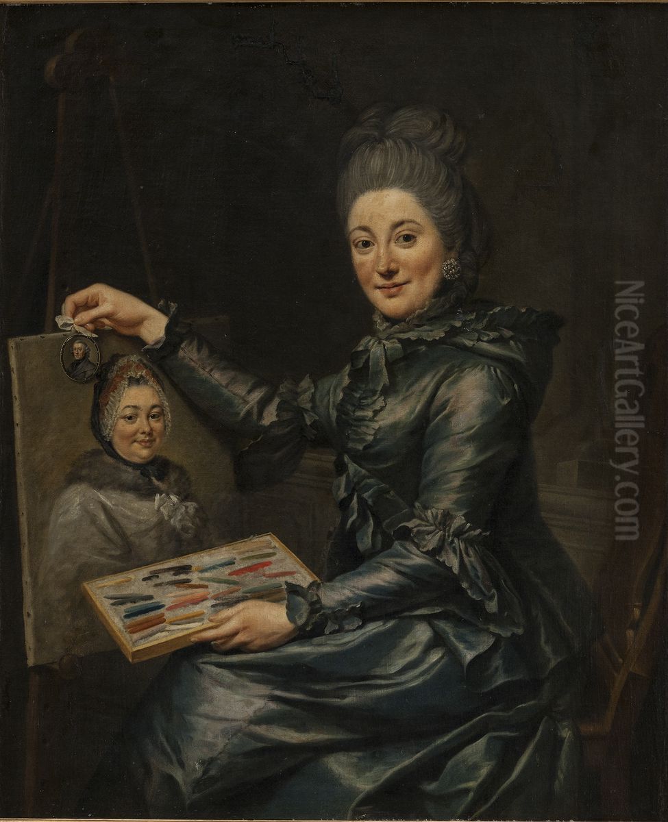 Portraet af kunstnerens datter Elisabeth, gift Lampe Oil Painting by Johann Georg Ziesenis
