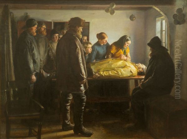 The drowned fisherman Oil Painting by Michael Peter Ancher