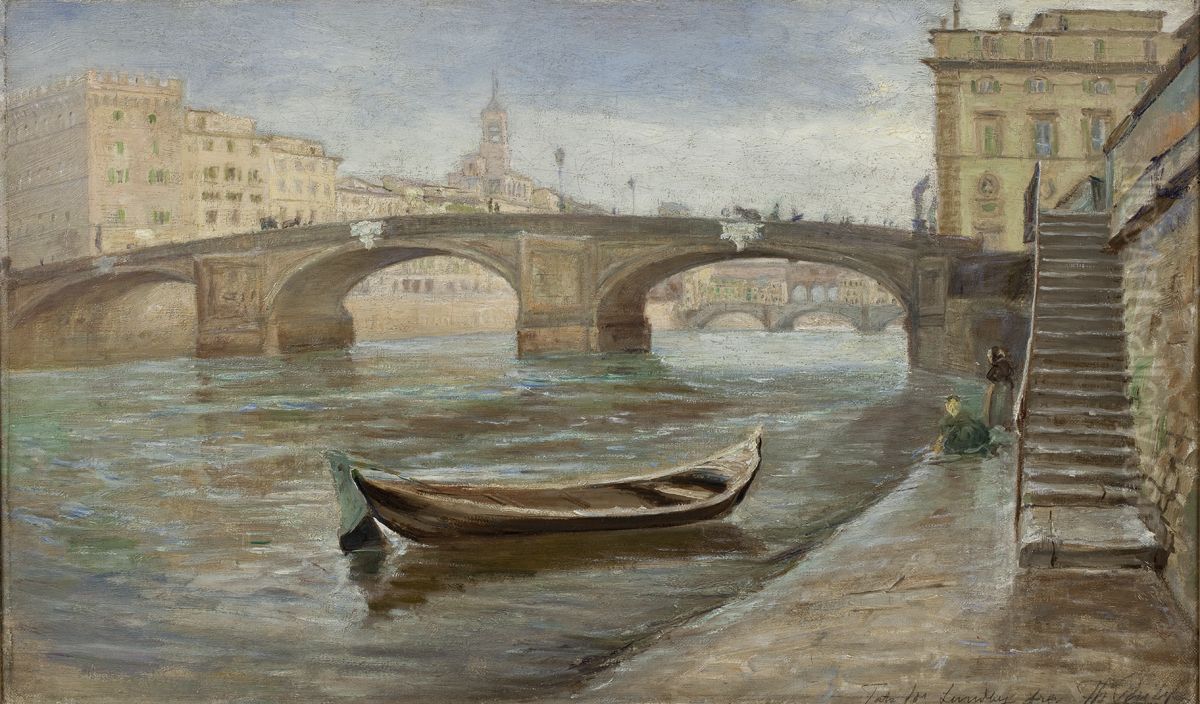 An Overcast Day in Florence near Ponte Santa Trinita Oil Painting by Theodor Esbern Philipsen