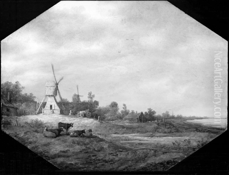 Landscape with Windmills Oil Painting by Aelbert Cuyp