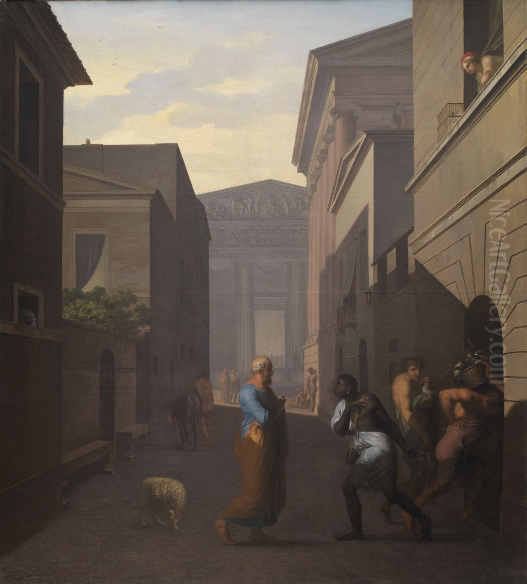 Simo and his former slave Sosia Oil Painting by Nicolai Abildgaard