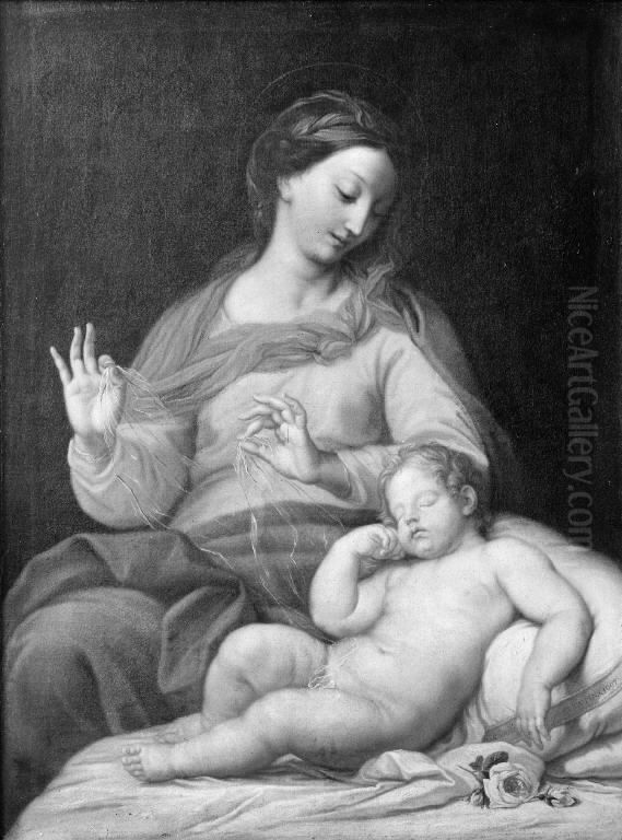 Virgin and Child Oil Painting by Carlo Maratta or Maratti