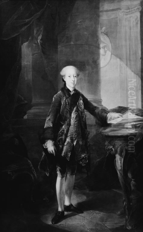 Portraet af Christian VII som kronprins Oil Painting by Carl Gustaf Pilo