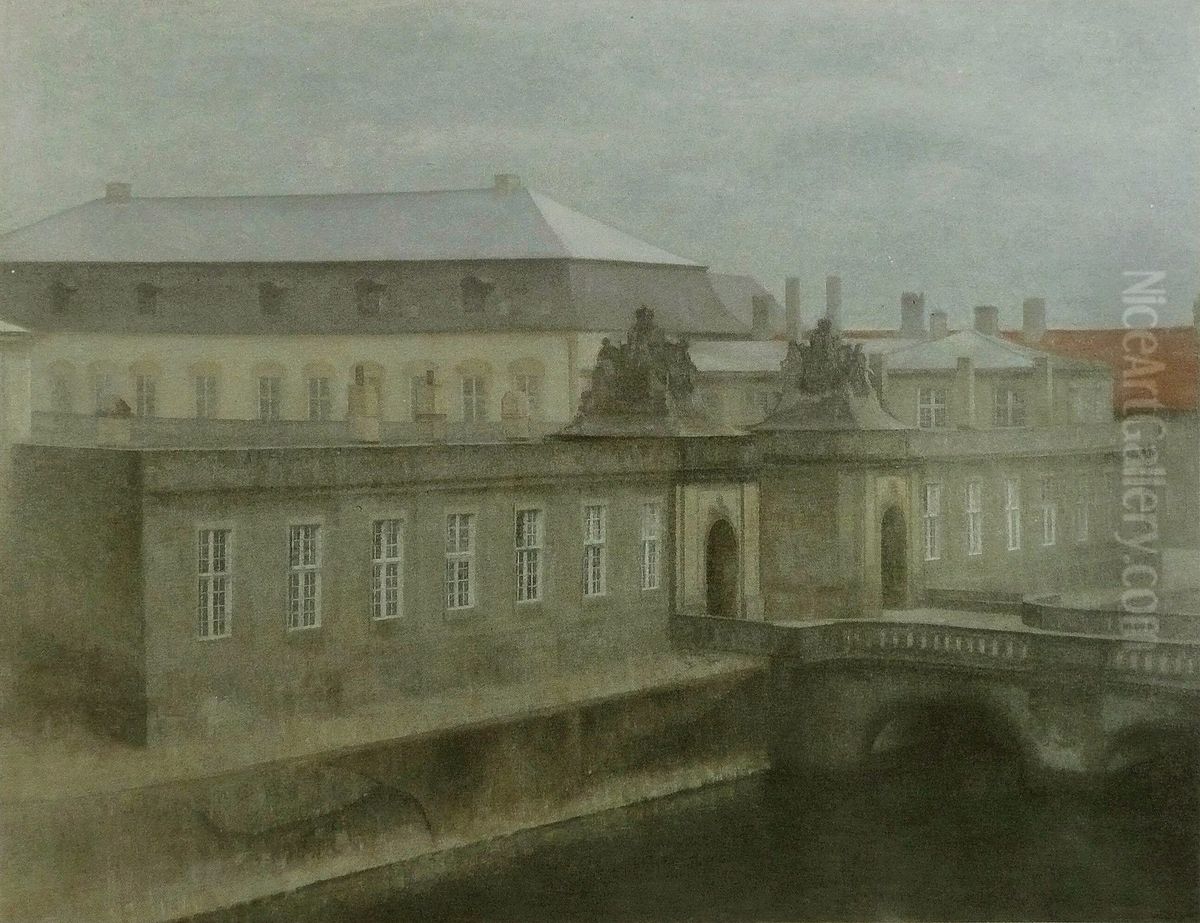 View of Christiansborg Palace. Late Autumn Oil Painting by Vilhelm Hammershoi