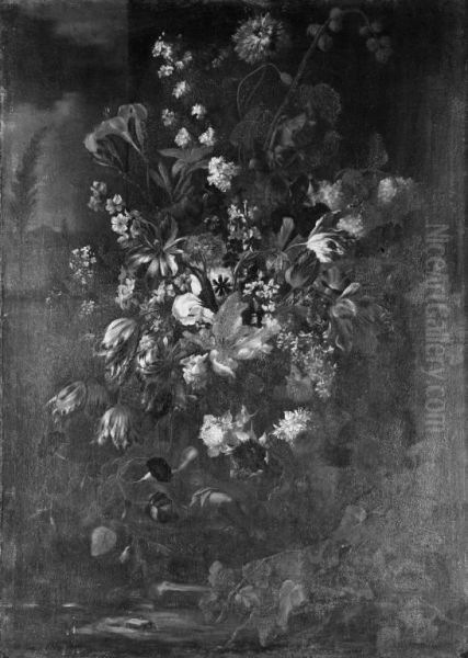 Flower Piece Oil Painting by Franz Werner Tamm